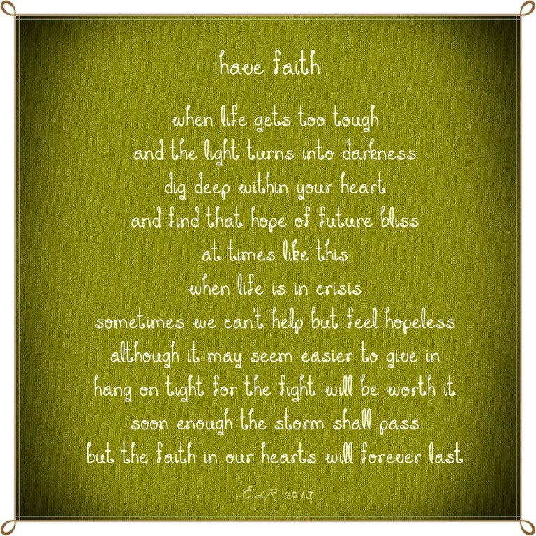 Inspired by the unwavering belief that in life, though sometimes full of many trials, things always work out for the best.