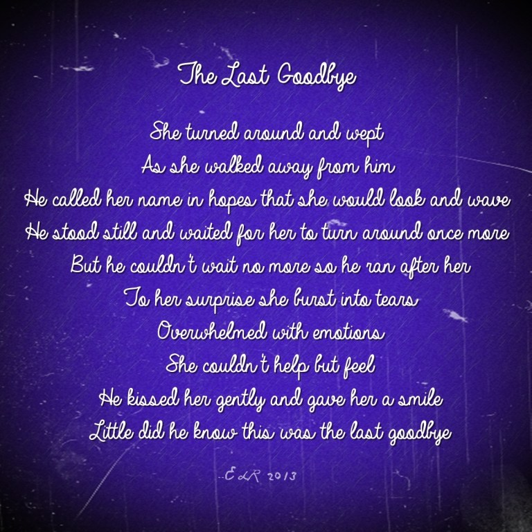 Inspired by that moment when you have to say goodbye to a loved one but don't know how to say it. 