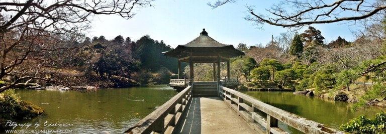 Naritasan Park is a large garden with a gross area of 165,000 m2, located behind the main building of the Naritasan Shinshoji Temple. Especially noteworthy are the flowering trees and shrubs around Monju pond and Ryuju pond, displaying exquisite colors through all seasons. Inside the park is also a calligraphy museum (fee charged), where many modern calligraphy masterworks are exhibited. (http://www.chiba-tour.jp/narita/sight/sight_top.html)